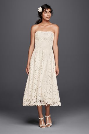 white lace tea length dress
