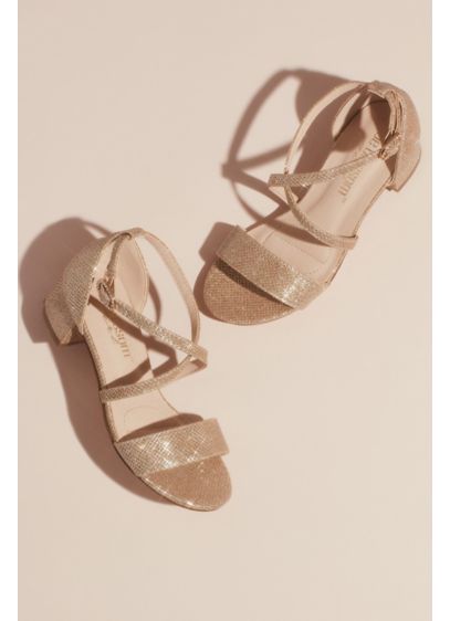 Girls Block Heel Sandals with Crossing Vamp Straps - The perfect pair of training heels, these block-heel