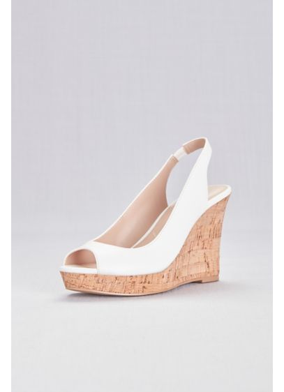 Peep Toe Slingback Cork Wedge Sandals David S Bridal