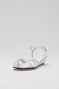 Touch Ups Glitter Mini-Wedge Sandals with Woven Straps