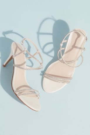 white glitter heels