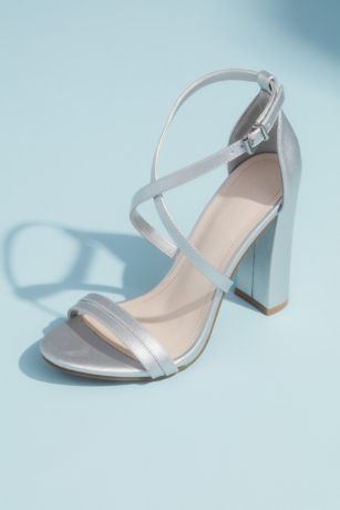 silver block heel mules