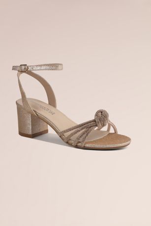 Picture of Block Heel Sandals with Knotted Crystal Strap