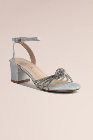 Picture of Block Heel Sandals with Knotted Crystal Strap