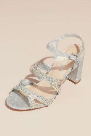 silver grey block heel sandals