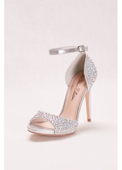 Crystal Peep Toe High Heel with Ankle Strap - Davids Bridal