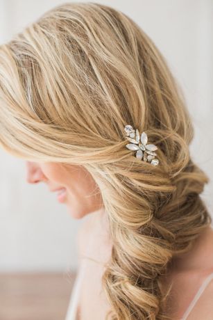 Picture of Crystal and Opal Hand-Crafted Flower Comb