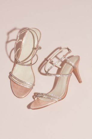 strappy rose gold shoes