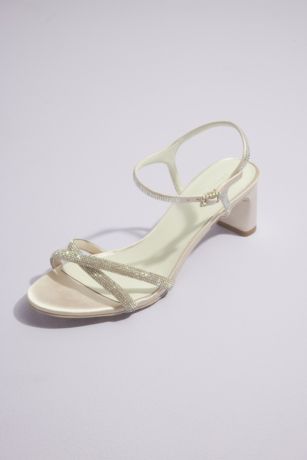 Picture of Crystal Embellished Cross Strap Block Heel Sandals