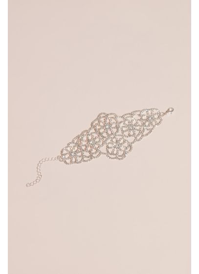 David's Bridal Grey (Rhinestone Flower Outline Cuff Bracelet)