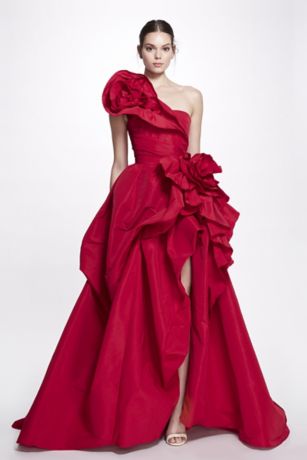 Picture of One-Shoulder Faille Ball Gown with Rosettes