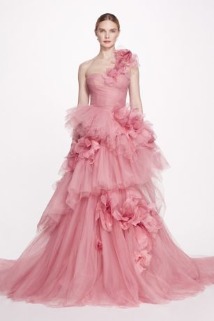 Picture of Tiered Tulle Ball Gown with Scattered 3D Flowers