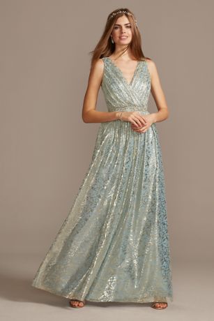 light blue metallic dress