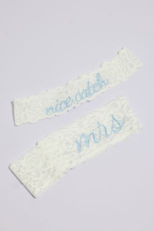 Picture of Mrs and Nice Catch Embroidered Garter Set