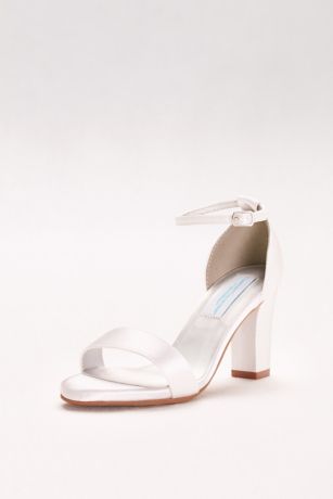 white ankle strap block heels
