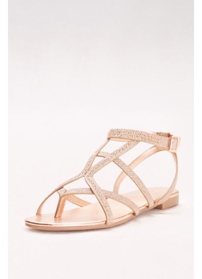 Gem-Embellished Strappy Flat Sandals | David's Bridal