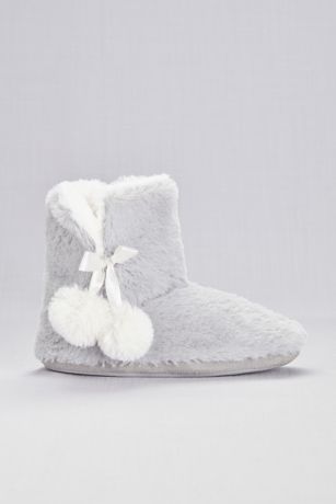 white furry slipper boots