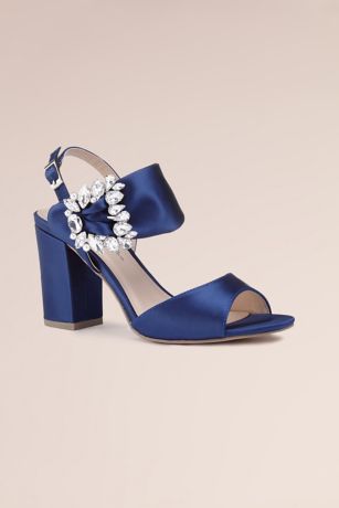 Picture of Manhattan Satin Crystal Jeweled Strap Block Heels