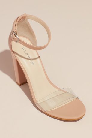 nude heels clear strap