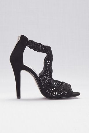 black evening sandals mid heel