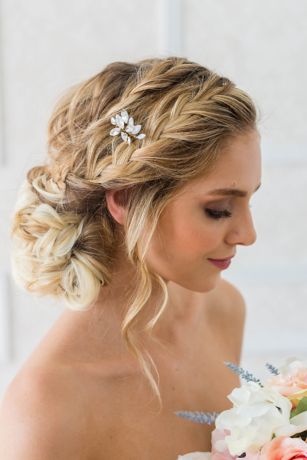 Picture of Faceted Hand-Wired Crystal and Opal Comb