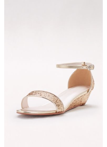 Glittery Low-Wedge Sandals | David's Bridal