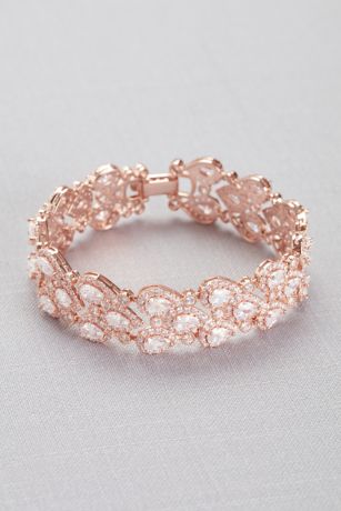 Picture of Cubic Zirconia Halo Pear Three-Row Bracelet