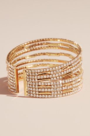 David's Bridal Multi Stack Crystal Cuff Bracelet Style MBR19089 David's Bridal Multi Stack Crystal Cuff Bracelet Style MBR19089