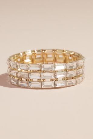 Picture of Triple Row Crystal Baguette Stretch Bracelet