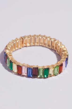 Picture of Oversized Crystal Baguette Stretch Bracelet