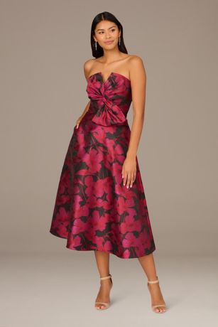 Picture of Strapless Floral Midi Dress