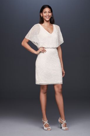 white blouson dress