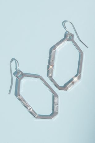 Picture of Gilded Hexagon Earrings with Baguette Crystals