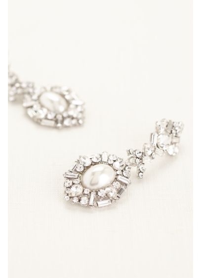 Deco Rhinestone Pearl Statement Earrings | David's Bridal