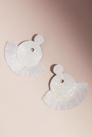 Picture of Beaded Circle Drop Earrings with Fringe