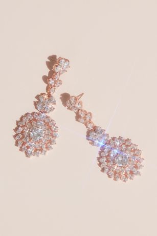 Picture of Cubic Zirconia Flower Medallion Drop Earrings