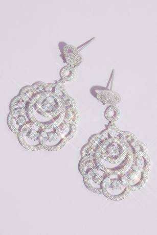 Picture of Scalloped Pave Rhinestone Drop Earrings