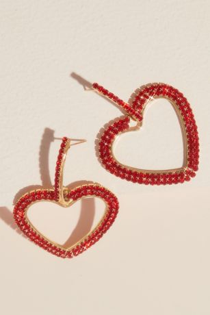 Picture of Pave Rhinestone Heart Hoop Earrings