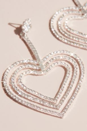 Picture of Crystal Triple Heart Drop Earrings