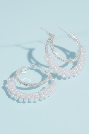 Picture of Crystal and Pearl Multi-Hoop Earrings