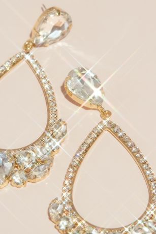 Picture of Pave Teardrop Hoop Earrings with Stone Clusters