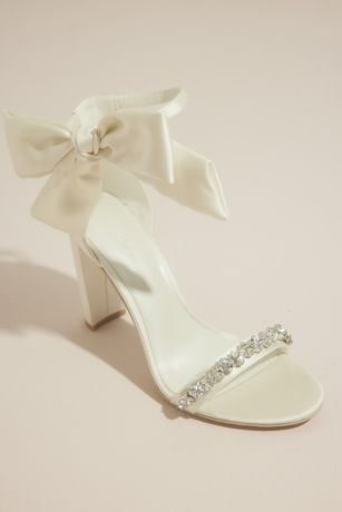 Picture of Removable Ankle Bow Crystal Strap Heeled Sandals