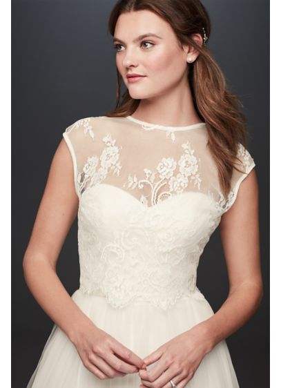 Open Back Lace Cap Sleeve Wedding Dress Topper David s Open Back Lace Cap Sleeve Wedding Dress Topper David s