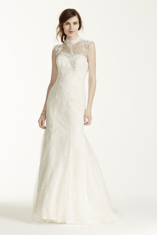 wedding dress illusion neckline