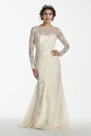 david's bridal long sleeve lace wedding dress