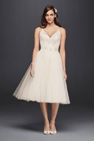 short v neck wedding dress