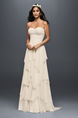 tiered chiffon wedding dress