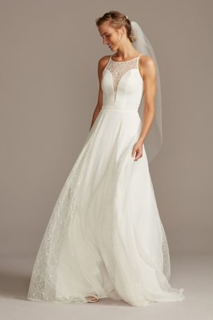 high neckline lace wedding dress