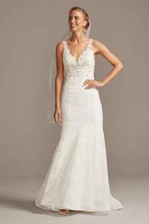 illusion v neck wedding dress