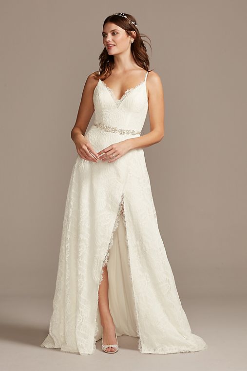 Melissa Sweet Leaf Pattern Lace A-Line Wedding Dress